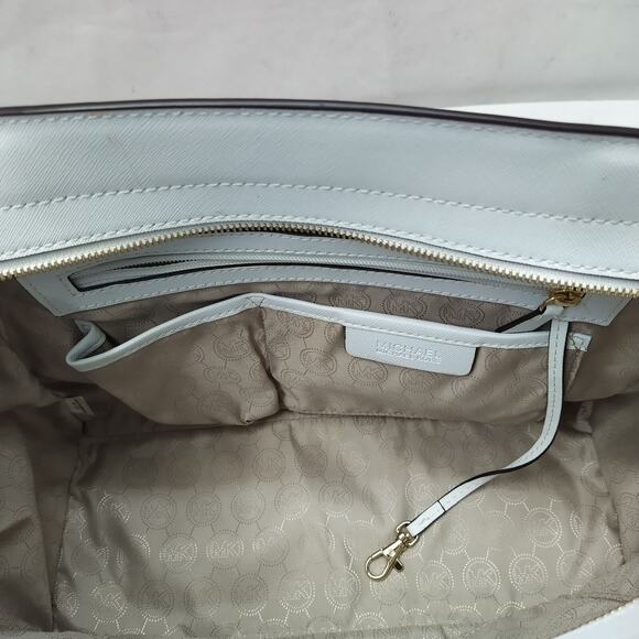 Michael Kors Selma Fuschia Pink Canvas Leather Trim Zipper Satchel Shoulder Bag - Picture 14 of 16